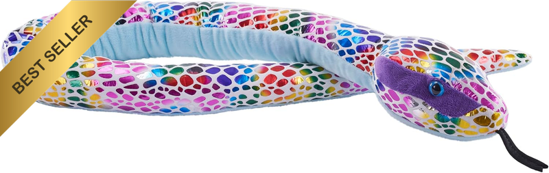 Foilkins Snakes, Dotted Rainbow, Stuffed Animal, 54 Inches, Kids, Plush Toy, Fil