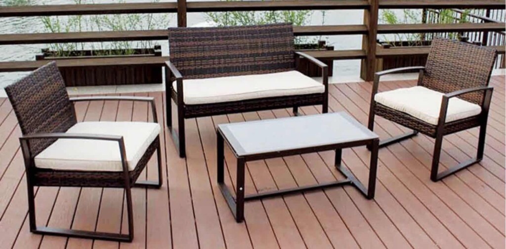 New Rattan Garden Furniture Set 4 Piece Chairs Sofa Table Outdoor Patio
