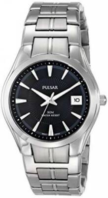 Pulsar PXH913 Men's Black Dial Stainless Steel Silver-Tone Bracelet Dress Watch