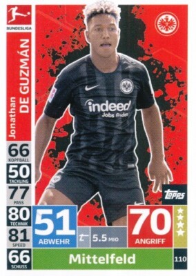 110 EINTRACHT FRANKFURT - DE GUZMAN - NETHERLANDS CARD TOPPS BUNDESLIGA 2019