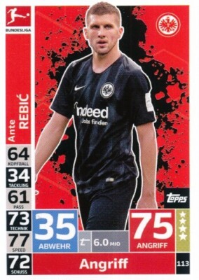 113 EINTRACHT FRANKFURT - REBIC ANTE - CROATIA CARD TOPPS BUNDESLIGA 2019