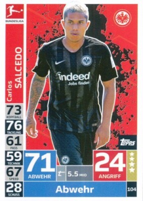 104 EINTRACHT FRANKFURT - SALCEDO CARLOS - MEXICO CARD TOPPS BUNDESLIGA 2019