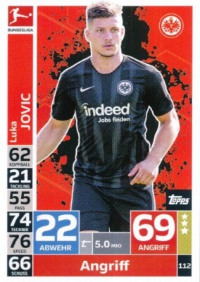 112 EINTRACHT FRANKFURT - JOVIC LUKA - SERBIA CARD TOPPS BUNDESLIGA 2019