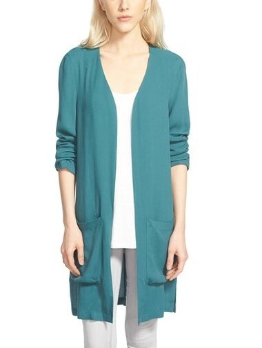 Trouvé Womens Long Open Long Sleeve Cardigan Sweater Teal Size XS