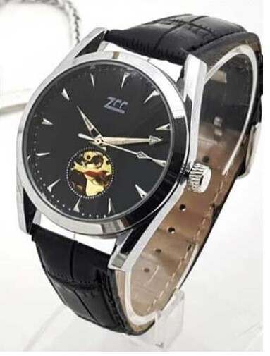 Orologio Polso Zcc 511 Uomo Analogico Automatico Data Elegante Silver Nero lac