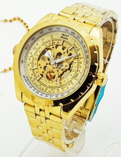 Orologio Polso ZCC 1270 Uomo Automatico Acciaio Fashion Dorato Oro lac
