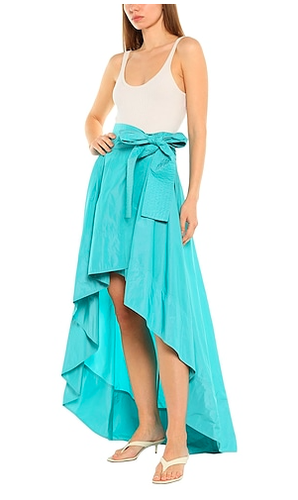 Pinko Taffeta Hi-Low Midi Wrap Skirt in Turqoise sz 1 | eBay