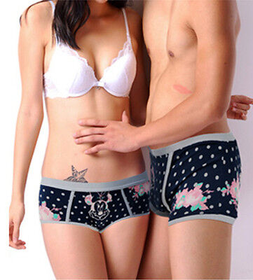 Disney Underpants Underwear Women Brief Couple Brief Boxer Mickey Dark Blue U-52