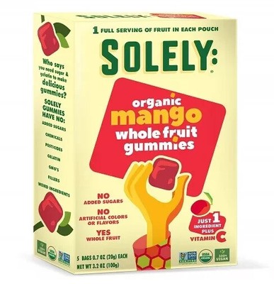 Solely 3.5 oz Organic MANGO Whole Fruit Gummies Vitamin C ** BB 3/2025 **