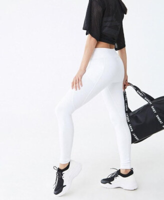FREE SHIPPING NWT Forever21 Active Stash Pocket Leggings White Size S