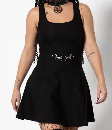 Killstar Thunderstruck O-Ring Dress Black Metal Gothic