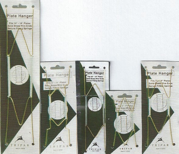 DELUXE WIRE  PLATE HANGER Choice of 6 SIZES  BRASS or WHITE  FREE SHIPPING