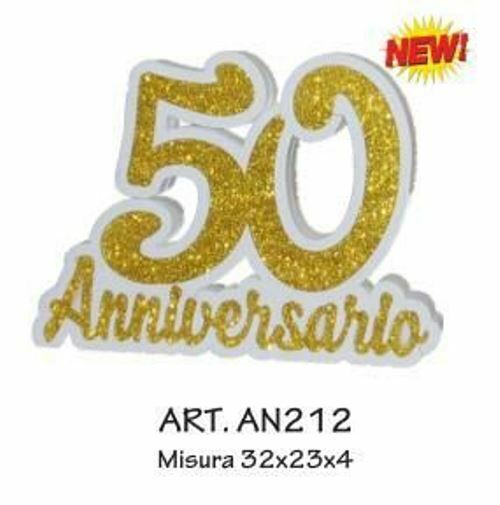 Decorazione Scritta In Polistirolo Anniversario 50 Anni 32x23x4cm bal