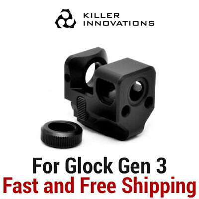Killer Innovations Comp/Compensator/Muzzle Brake for 9mm Gen3 Glock (Black)