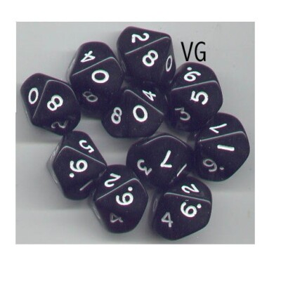 NEW RPG Dice Set of 10D10 - Opaque Black