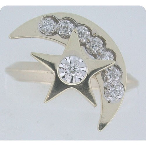 Pre-owned Gems4me Star & Moon Motion Ring With Diamonds - Fl815