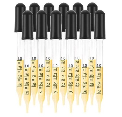 12 Pack, Essential Oils Medicine Art Eye Dropper Graduated 3'' Straight Tip (1ml)
