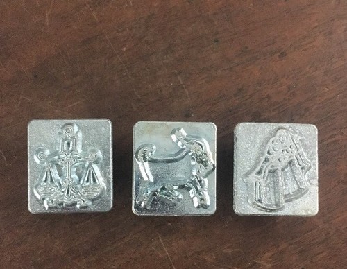 Vintage Craftool Co USA 2D/3D Zodiac Leather Stamp Set of 12 Metal Taps