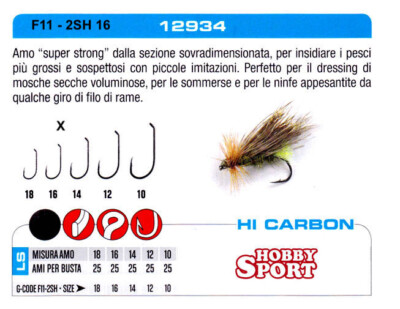 AMI GAMAKATSU SERIE 12934F SERIE F11-2SH SIZE 16 PER MOSCHE BUSTA 25 PZ