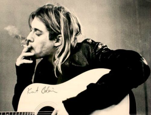 4.5" Kurt Cobain Acoustic vinyl sticker. Glossy Nirvana decal for guitar, laptop