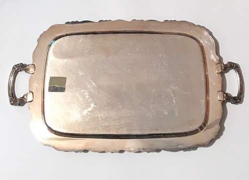 Antique Silver Plated Serving Platter Tray With Handles 24 1/2”