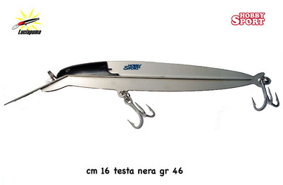 LUCIAPUMA 16 CM TESTA NERA ACCIAIO INOX 46 GR ARTIFICIALE TRAINA MARE TONNO