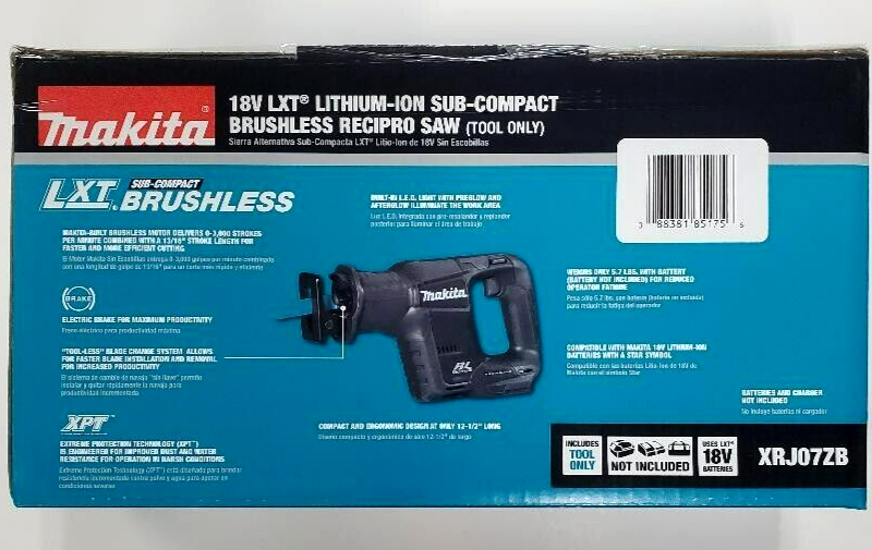 New Makita Brushless 18V XRJ07ZB Cordless Compact Reciprocating Saw 18 Volt
