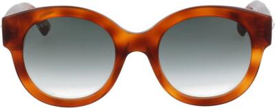 Pre-owned Gucci Gg0207s 003 Havana Star Diva Sunglasses Sonnenbrille Green Gradient Lenses