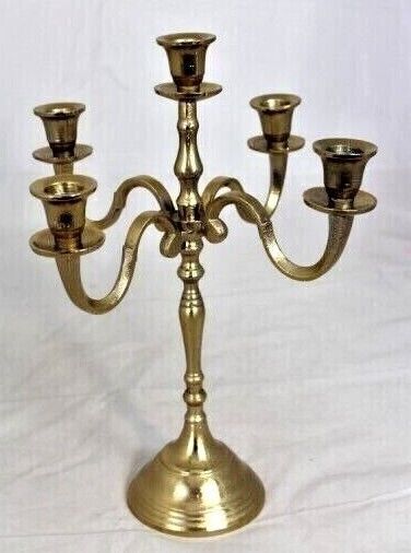 BOLTZE Kerzenstnder Kerzenhalter Leuchter Metall 5-armig Antik-Gold H 75cm NEU