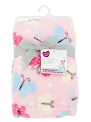 NWT Parents Choice Walmart Pink Butterfly Butterflies Plush Baby Girl Blanket