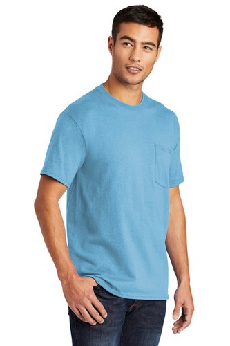Port & Company PC55P Mens 50/50 5.5 oz T-Shirt with Pocket S-6XL Plain Tee