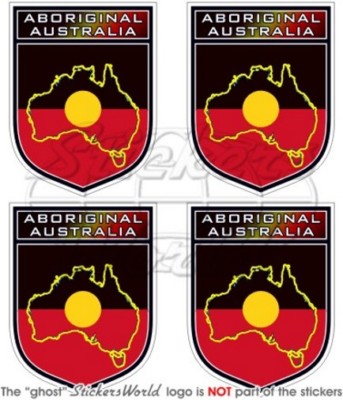 AUSTRALIEN ABORIGINAL Schild Australische Ureinwohner 50mm Aufkleber x4 Stickers