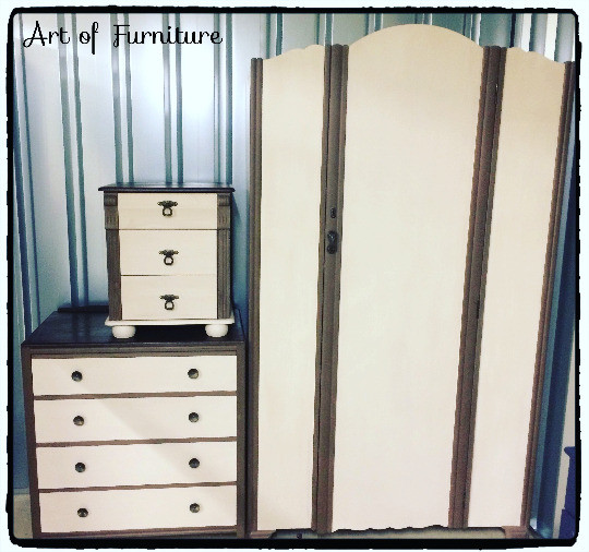 Vintage Wardrobe Chest Of Drawers Bedside Table Hand Painted In