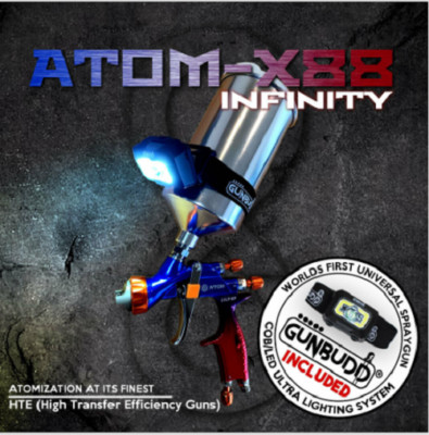 Atom X88 Infinity Auto Paint Spray Gun Kit Nozzle LVLP  1.3 & 1.4 MM W/ Gunbudd