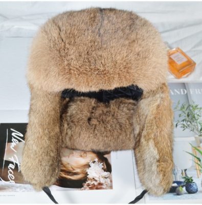 Handmade Real Fur Hat Outdoor Warm Natural Fur Hats Pelt Rabbit