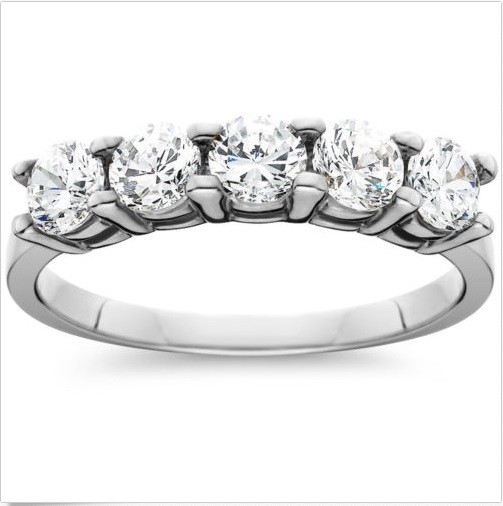 Pre-owned Handmade Steal Deal 1.05 Carat Natural Diamond Five Stones Wedding Band Ring 14k Gold In White