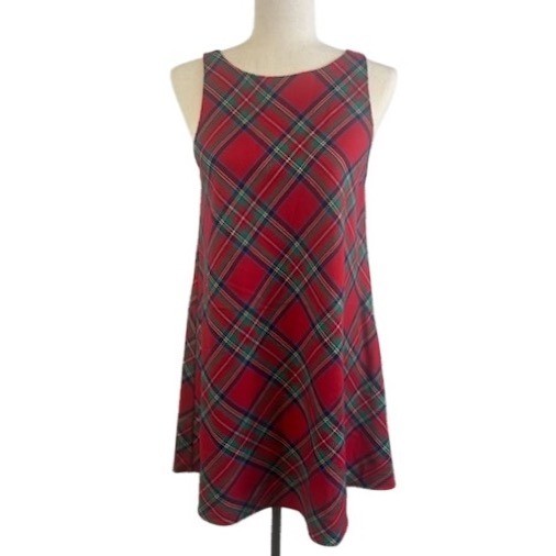 Vineyard Vines Jolly Plaid Sleeveless Dress Red Green Holiday Women's Size 4
