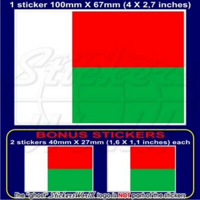 MADAGASKAR  Madagassische Republik Flagge 100mm Aufkleber x1+2 BONUS