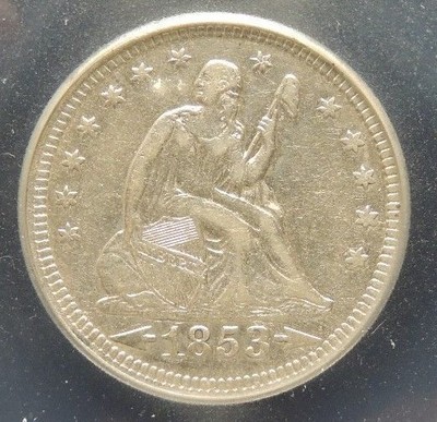 1853 Arrows&Rays ICG AU50 Seated Liberty Quarter~1 Year Type Coin~Trends $370 +