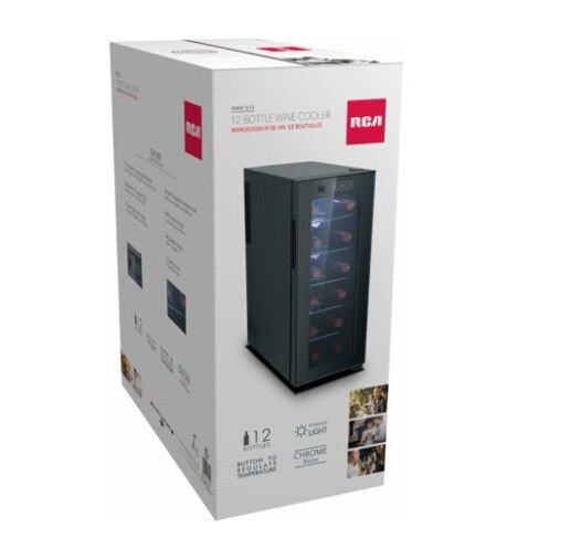 Wine Cooler Soft Interior Lighting LED Display Shelves Cool Drinking12 Bottle