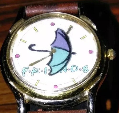 Vtg Relic Watch by Fossil Friends Tv Show Warner Bros ZR96032 Brown Leather Gold
