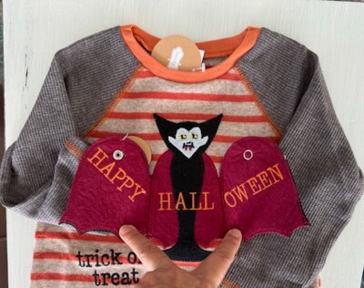 New Mud Pie Halloween Kids Fall Long Sleeve Vampire Cotton Blend T shirt 12-18mo