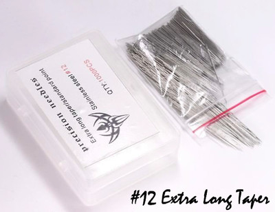 PRECISION #12 Standart Extra Long Taper Tattoo Needles Box of 1000 Loose