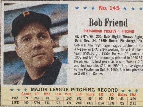 1963 Post - Bob Friend #145