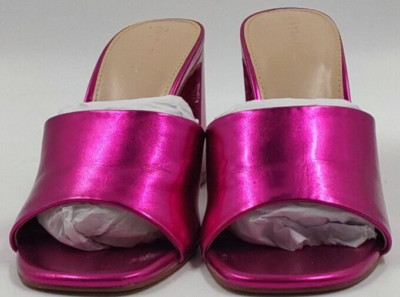The Drop Women's Pattie High Block-Heeled Mule Sandal Slip-On Hot Pink Size 7
