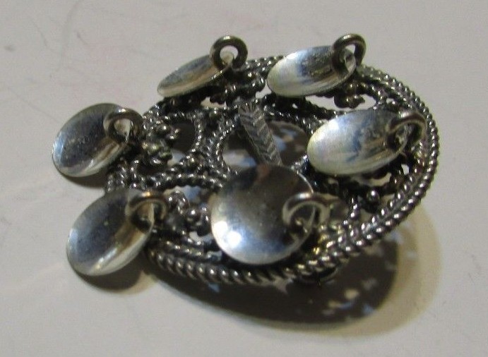 Vintage Norwegian 830S Silver Round Solje Wedding Pin Brooch Signed R