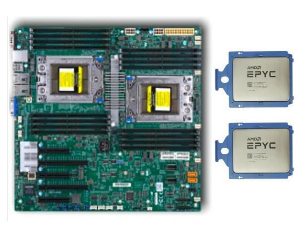 2x AMD EPYC 7551 64 cores 128 threads CPU+ Supermicro H11DSi E-ATX