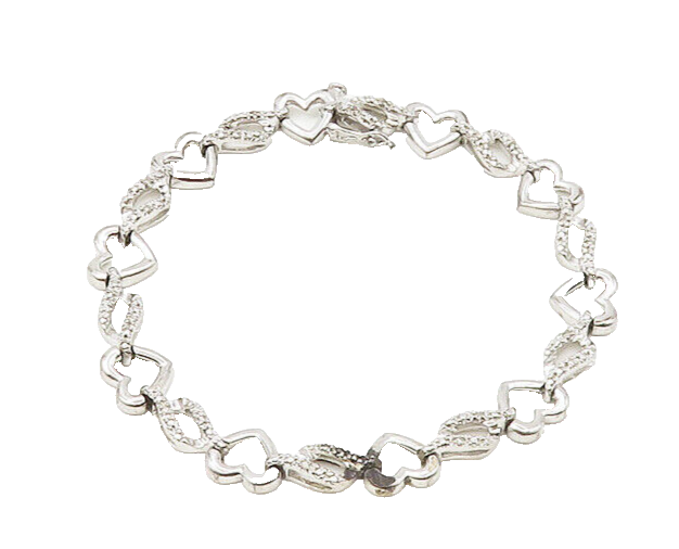 925 Sterling Silver Genuine Diamonds Open Love Heart Chain