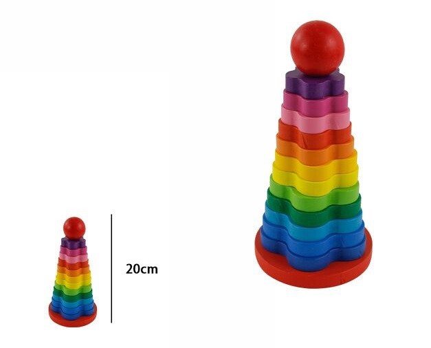 Gioco In Legno Rainbow Colorato Bambini Educativo Forme Imparare 20cm dfh