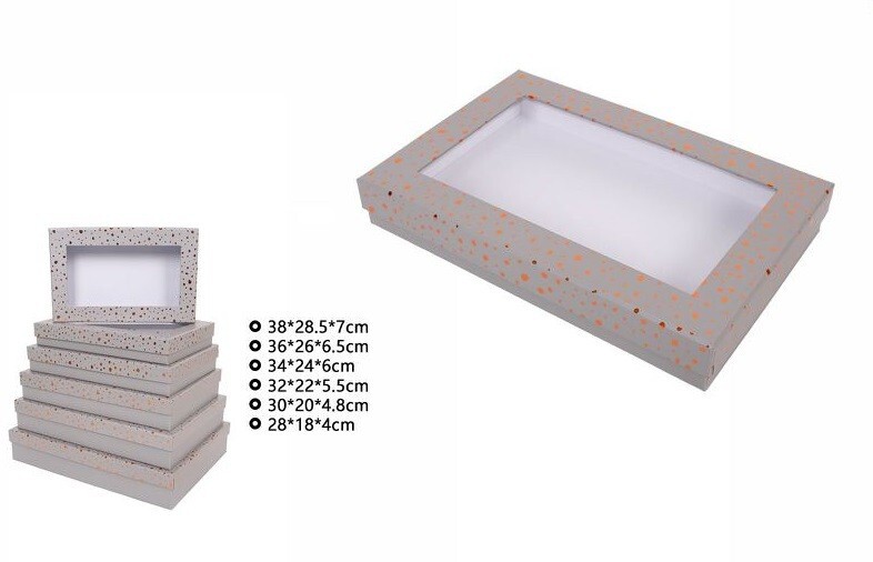 Set 6 Pezzi Scatole Box Regali Varie Misure Matrioska Rettangolari Grigia dfh